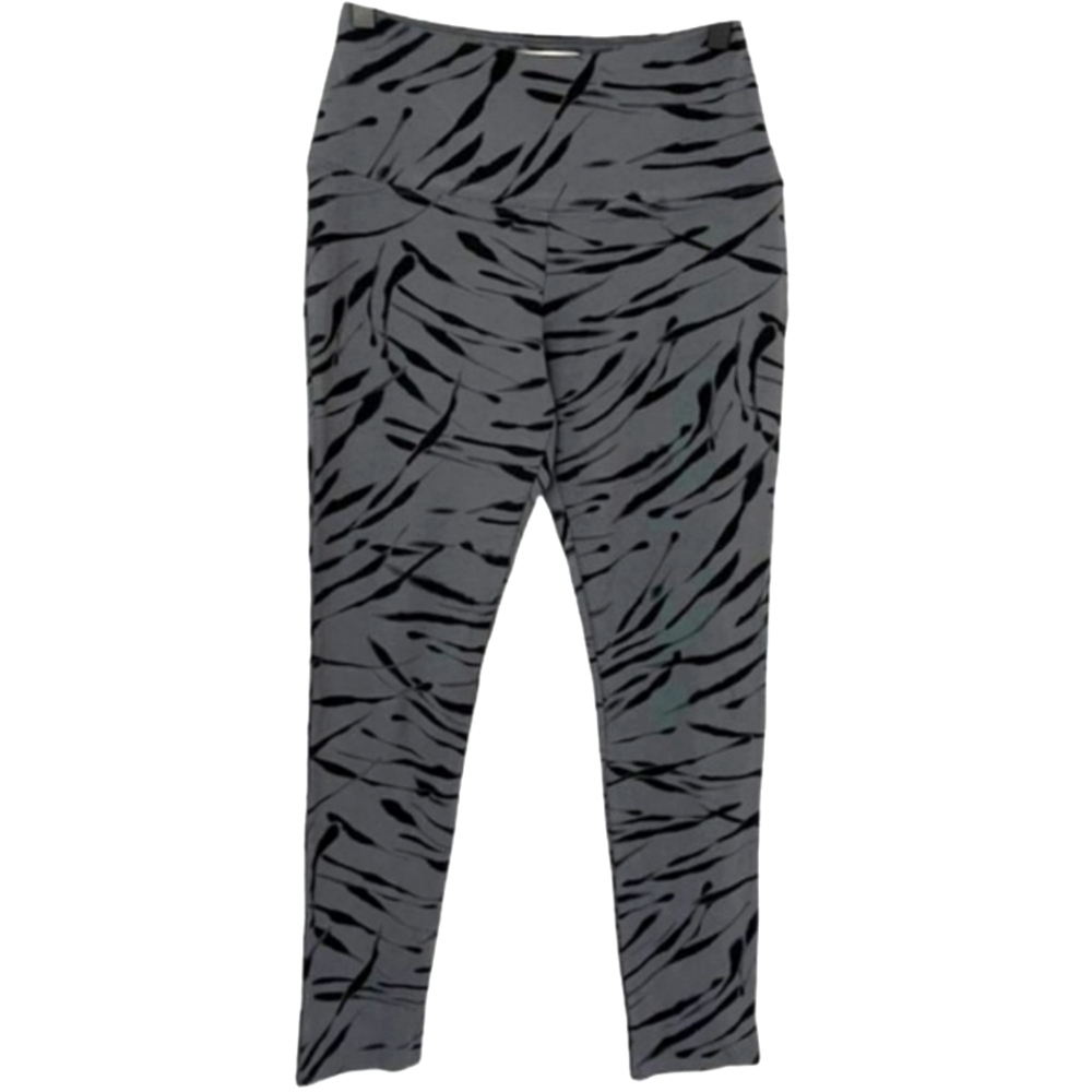 NIP Rachel Zoe Stretch Leggings Gray Black Zebra Printed Size L